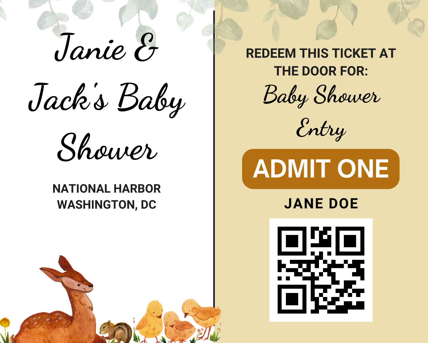 Baby Shower Ticket Sample