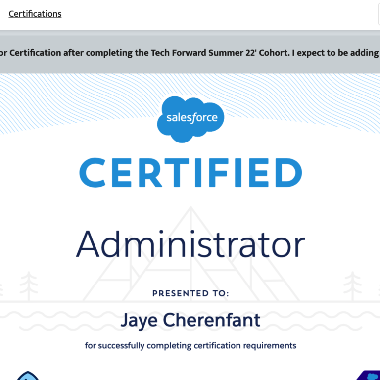 SF Experience Website JC Admin Cert